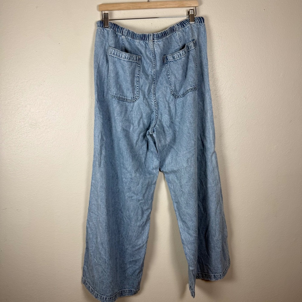 Gap Baggy Easy Jean Light Indigo Wide Leg Elastic Waist Denim Pants Womens L - Picture 2 of 11